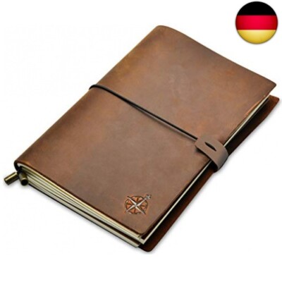 A5 Notizbuch Leder - Nachfüllbares Reisetagebuch aus Handgefertigtem Echtleder