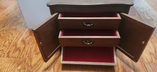 Antiguo Japón Pilar Madera ARMARIO Cajones 11"H x 9"T x 6"D Joyero Caja de Música