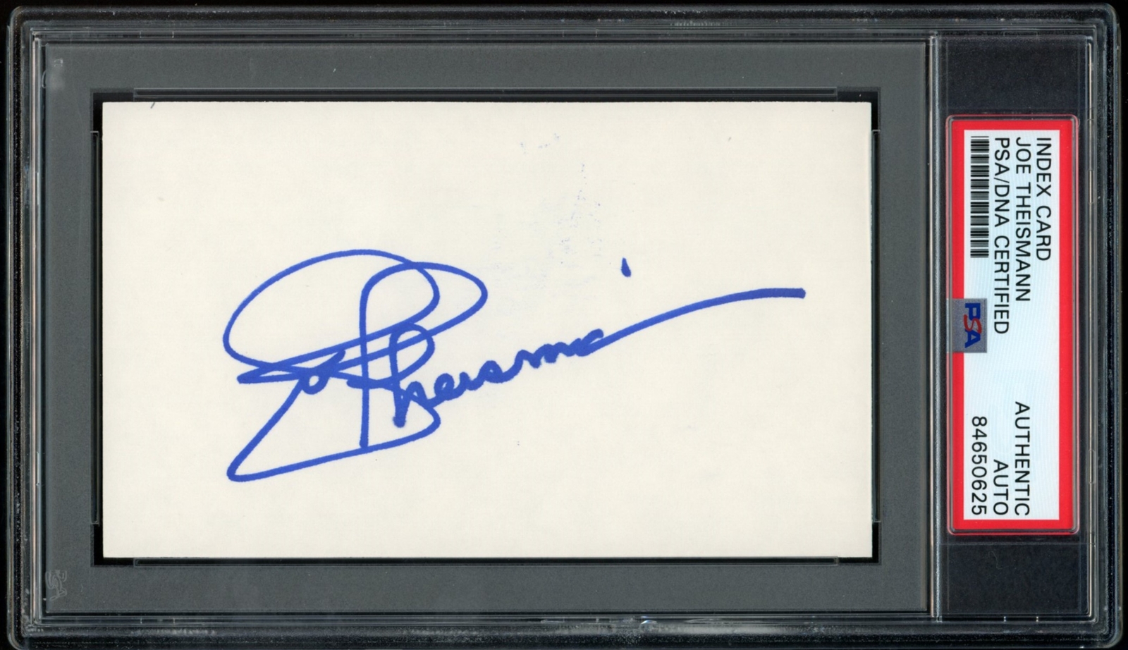 Joe Theismann Autographed Signed 3x5 Index Card Washington Redskins PSA/DNA 