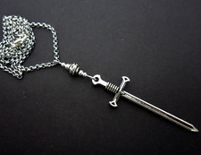 A TIBETAN SILVER SWORD/DAGGER   NECKLACE. NEW. 18" CHAIN.