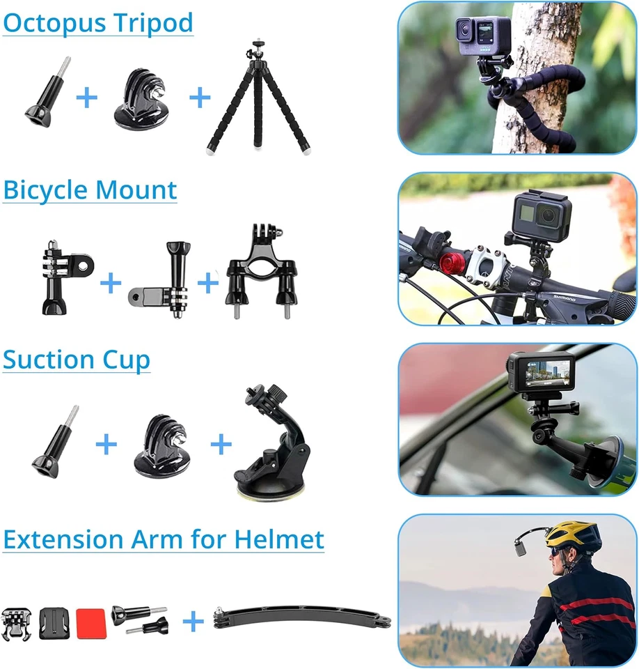 62 in One Accessories Starter Kit Compatible with Gopro Hero 12/11/10/9/8/Max/7/ - Image 4 of 4