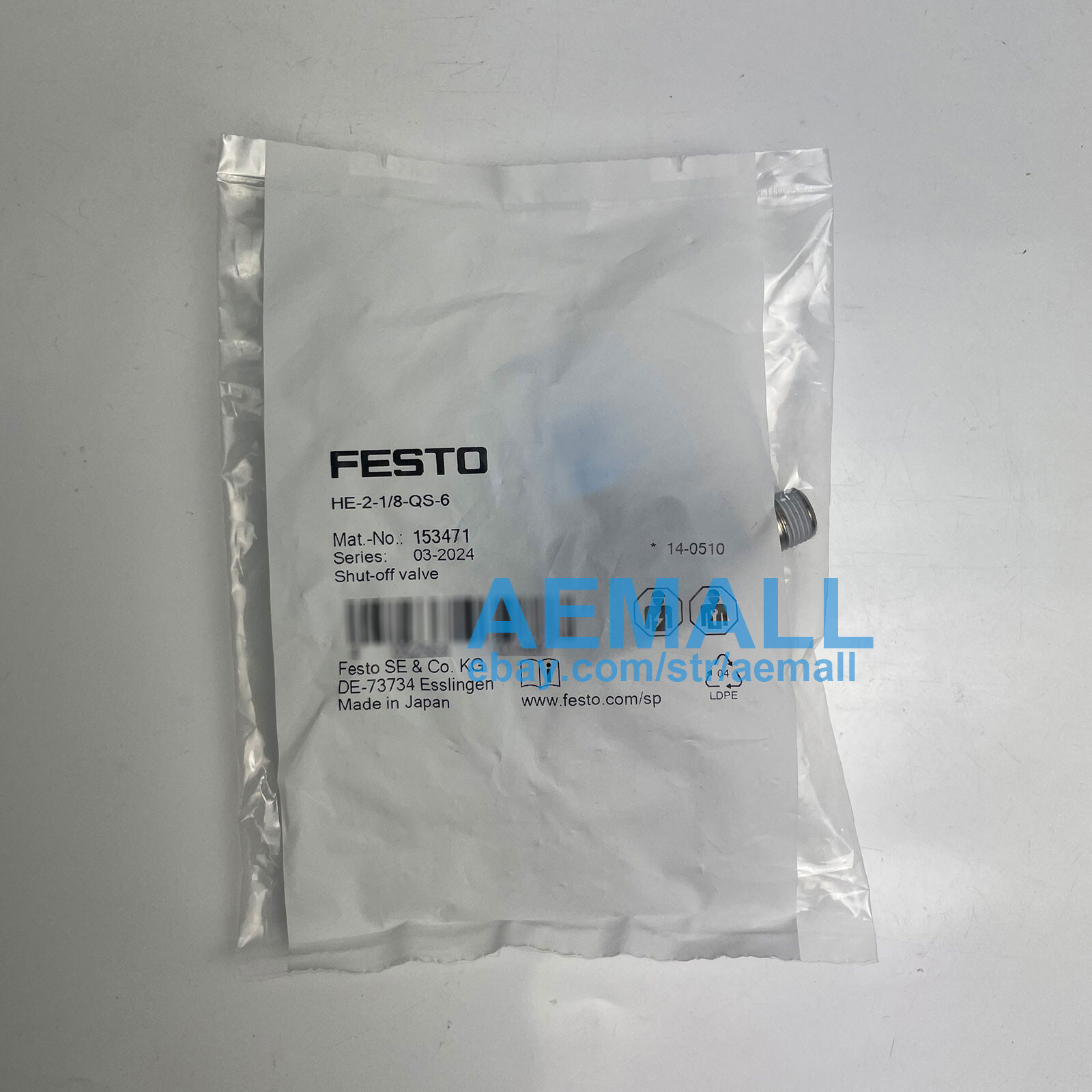 1pcs New Festo HE-2-1/8-QS-6 153471 Shut-off Valve