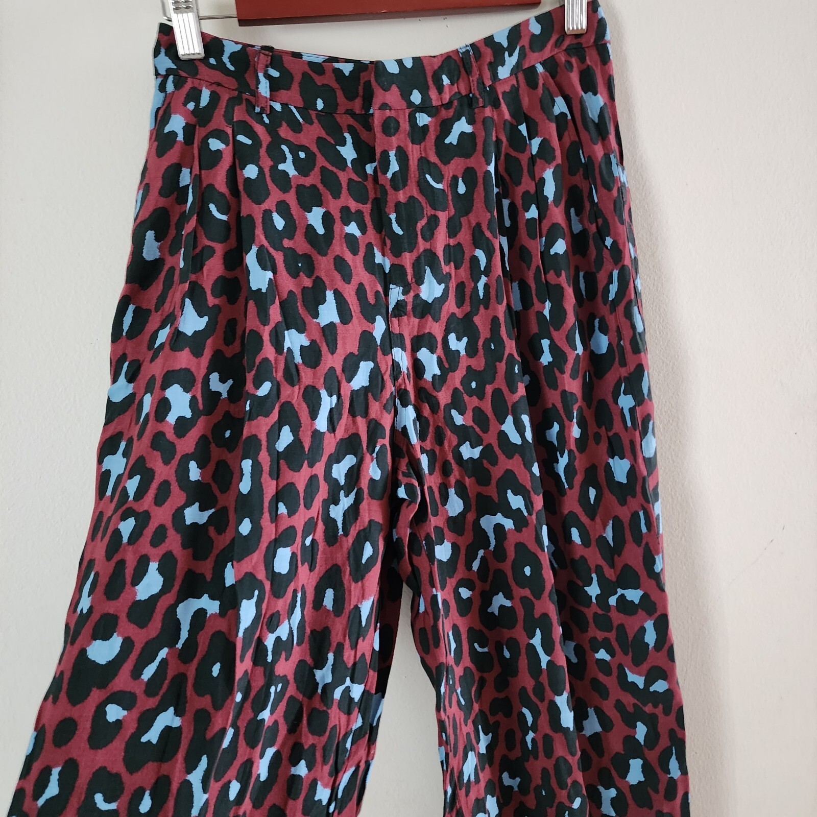 Mango MNG Casual Womens Pantalon Red Leopard Print Relaxed Pants Pleated Size 2 thumbnail 6