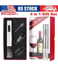 4 in 1 Set Electric Wine Opener Automatic Cordless Wine Bottle Corkscrew Gift 
