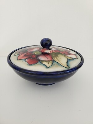 Moorcroft England Floral Pansies Candy Dish Shallow Bowl D 6 1/2'' AS IS