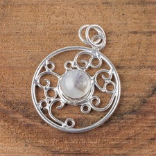 Natural Rainbow Moonstone Gemstone Pendant 925 Sterling Silver Jewelry For Women