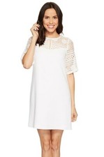 Adrianna Papell 241225 Womens Cameron Textured Woven Shift Dress Ivory Size 8