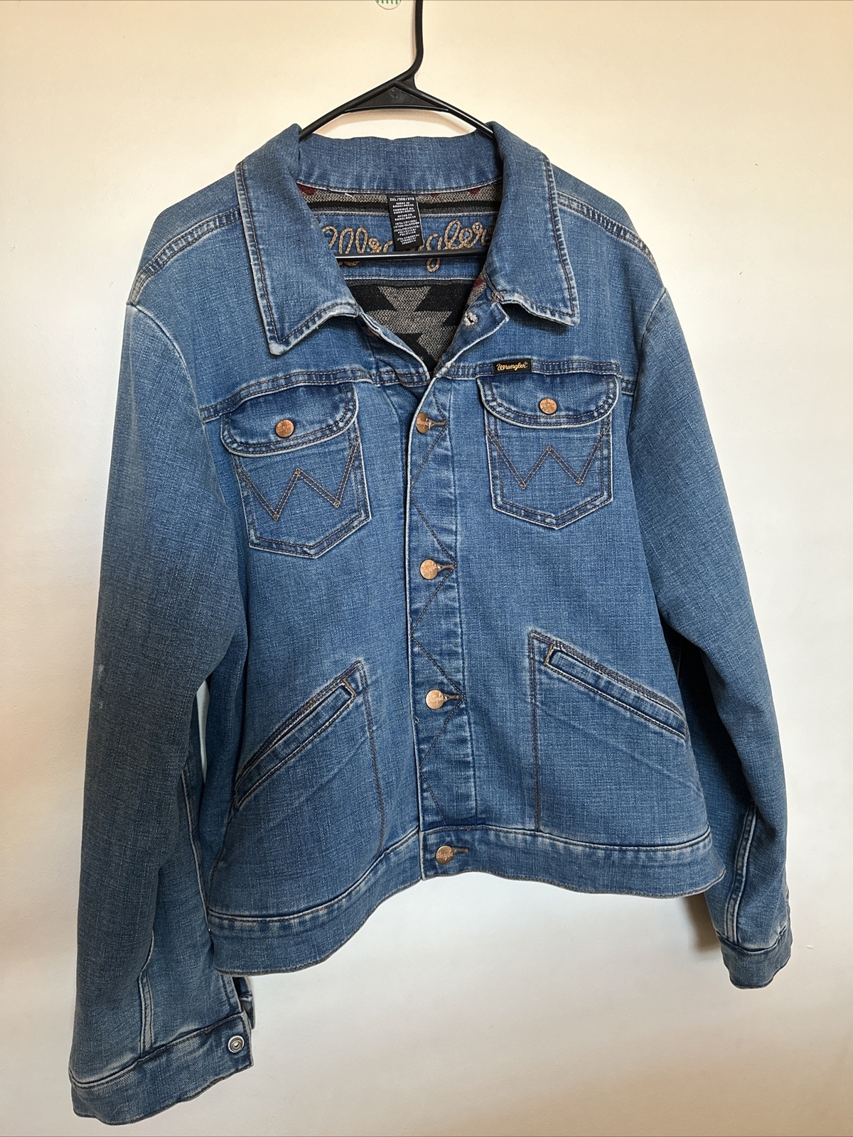 Women&rsquo;s VTG Wrangler Premium Blanket Lined Denim Jacket Sz 3XL