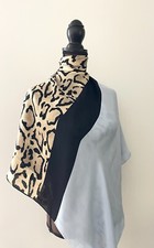 Unisex Gucci Scarf Blue Chiffon Logo Animal Leopard Silk Oversize Shawl Wrap