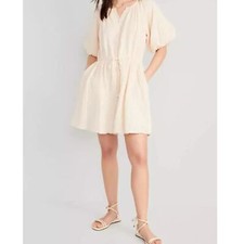 Old Navy Women's Plus Size 2X Cooling Oasis Mini Dress Peach Puff-Sleeve