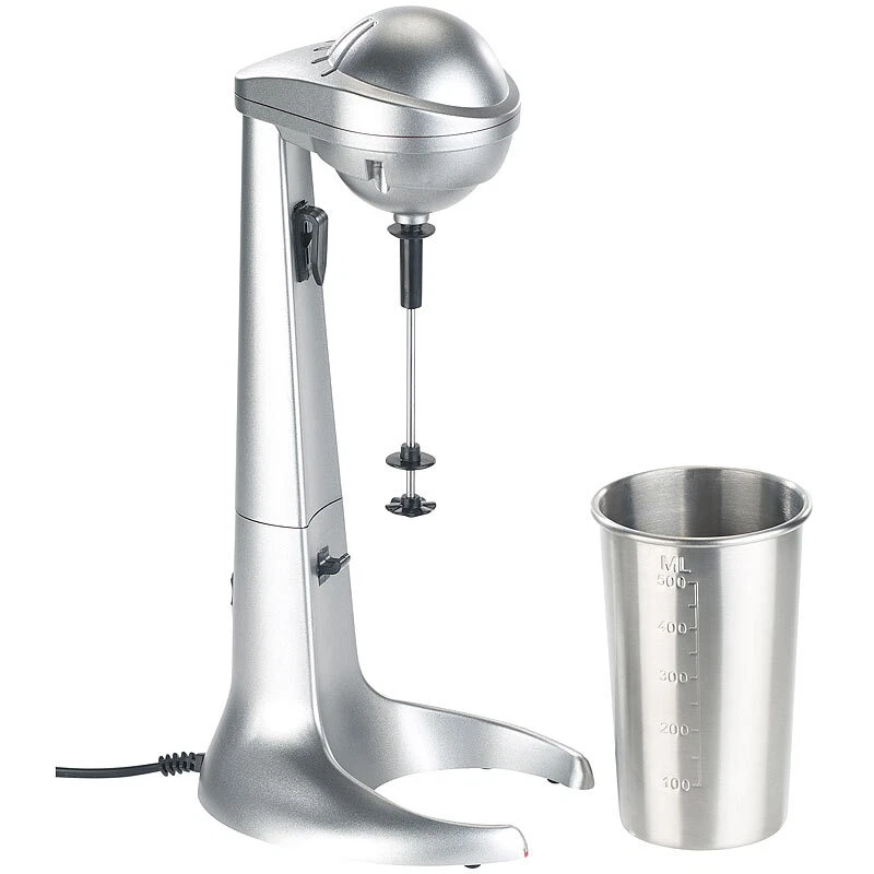 Rosenstein & Söhne Elektrischer Drink-Mixer mit Edelstahl-Becher, 65 Watt