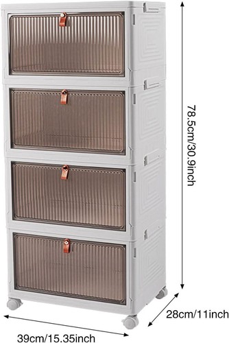 4Fl Stapelbox Faltbare Aufbewahrungsbox mit Deckel Groß mit Türen und Rädern - Bild 2 von 8