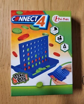 TOI TOYS Minispiel Brettspiel Reisespiel "Vier gewinnt" Connect 4 Four 13,5x10x2,5cm NEU