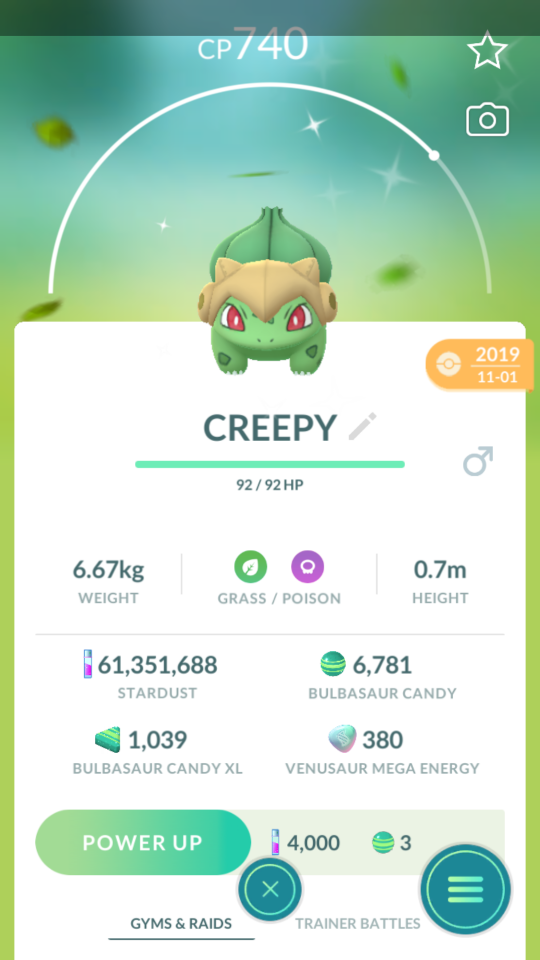 Pokémon GO - Shiny Bulbizarre Avec Chapeau Shedinja - Rare - Échange Rapide