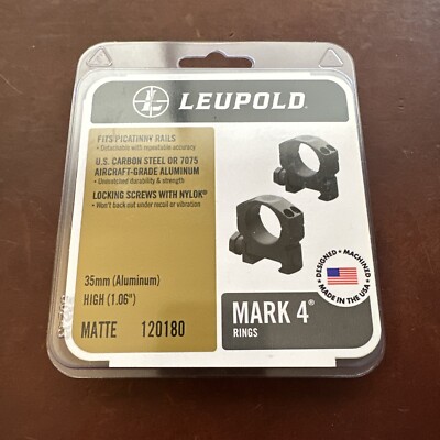 New Leupold Mark 4 35mm Aluminum Scope Rings - Matte Black - 120180