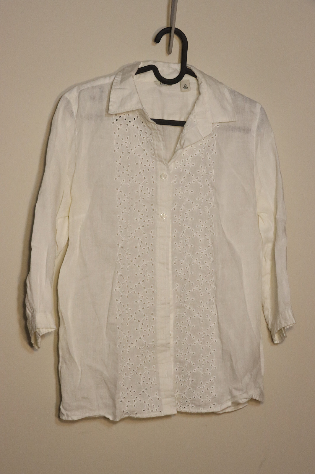 L.L. Bean Vintage, Long-sleeved white collared shirt,  botton down, XS Regular