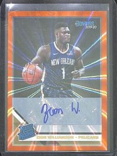 2019-20 Donruss Basketball Rookie Orange Laser Autograph #201 Zion Williamson