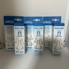 3 Boxes Dr. Brown’s Original Level 2 3m+ Med Flow Silicon Nipple 6 pk (18 Total)