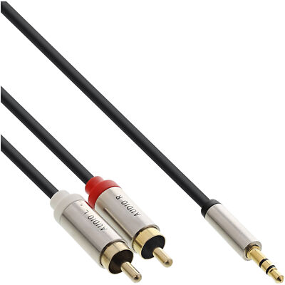 InLine  Slim Audio Kabel Klinke 3,5mm Stecker an 2x Cinch Stecker rot/weiß 3m