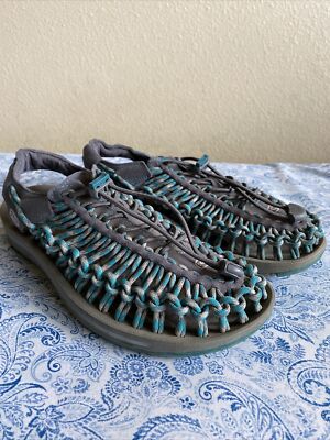 Keen Uneek Sandals Womens 7 Two Cord 1014113 Gray Teal Blue 