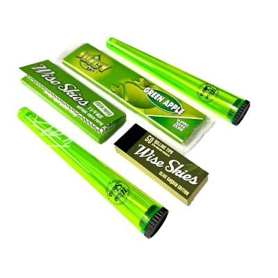 Wise Skies Mini Green Rolling Paper Set Rolling Paper Tips Smoking Geschenkset