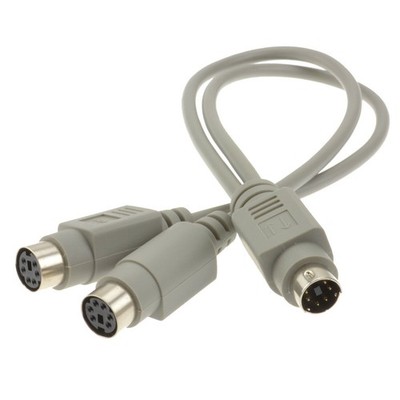 25cm PS2 Splitter 6 Pin Mini DIN Stecker auf 2 x Buchsen Kabel [000425]