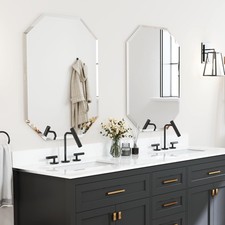 Chende 2PCS Beveled Bathroom Mirror, 20" x 30" Octagon Frameless Wall Mirror ...