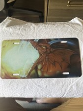 Vintage Dragon Aluminum License Plate Wall Art Plaque Picture Made In USA