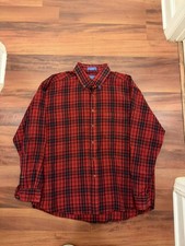 Pendleton Sir Pendleton Red Tartan Plaid Wool Button Down Shirt Mens XL USA Made
