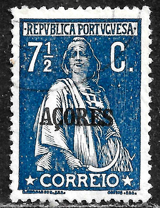HICK GIRL-  USED PORTUGAL-AZORES STAMP   SC#177  1918  CERES ISSUE    H388