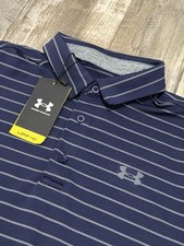 Under Armour UA Playoff Polo Tour Stripe Shirt Mens Small UPF 40 NEW