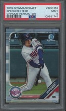 2019 Bowman Chrome Refractor #153 Spencer Steer RC Rookie Mint PSA 9