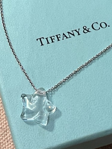 NEW Tiffany & Co. Elsa Peretti Rock Crystal Star Necklace Pendant 16" Silver 925