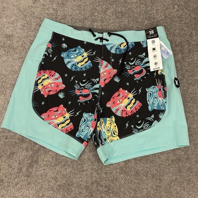 Hurley Phantom Board Shorts Mens 36 Tropical Mist Tiger Print 6  Eco Swim NEW$65