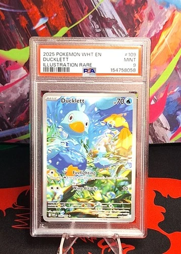 Ducklett 109 White Flare Pokemon TCG PSA 9 Fresh Cert