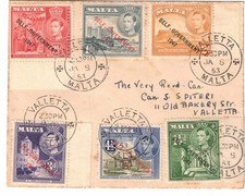 Malta KGVI 1953 FDC SG236a-241a Nueva Constitución Definitiva Nuevos Colores