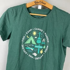 Life Is Good Crusher Tee T-Shirt Womens M Green Camp Canoe Wander Explore