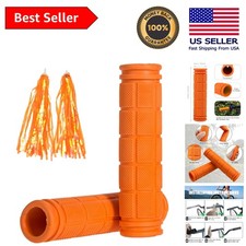 Kid-Friendly Orange Bike Handlebar Grips with Tassels Non-Slip Comfortable