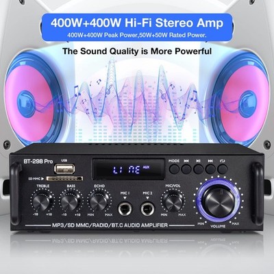 1200W Bluetooth 2-KANAL Verstärker HiFi Power Audio Stereo Bass AMP USB MP3 FM A