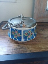 Bonbonnière ancienne en porcelaine - Made in Czechoslovakia - décor floral bleu