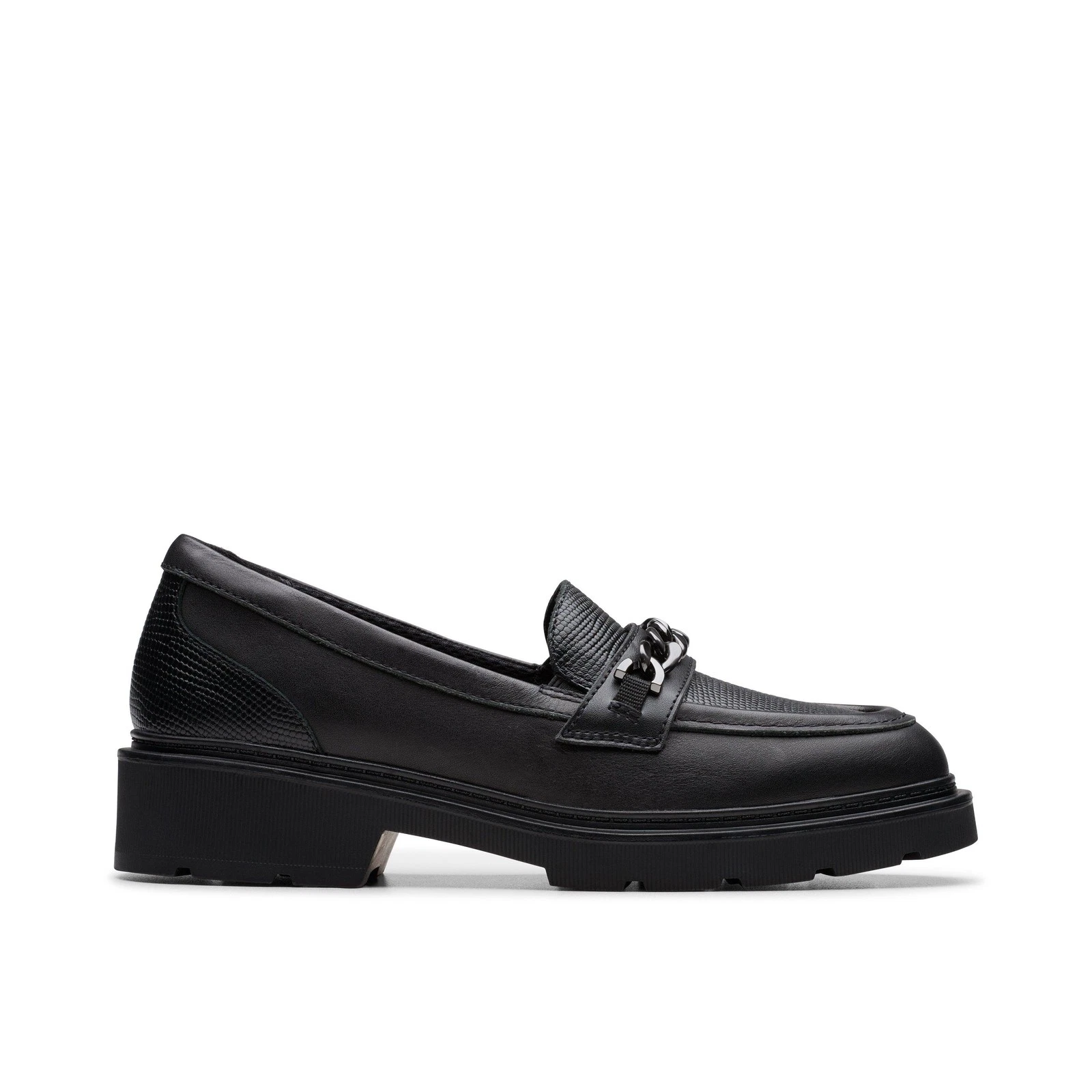 Mocassini Clarks bambini unisex ragazze ragazzi Eris Edge giovani in pelle nera