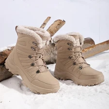 Men's Snow Boots Plush Lined Warm Sports Shoes Round Toe Tactical Boots 