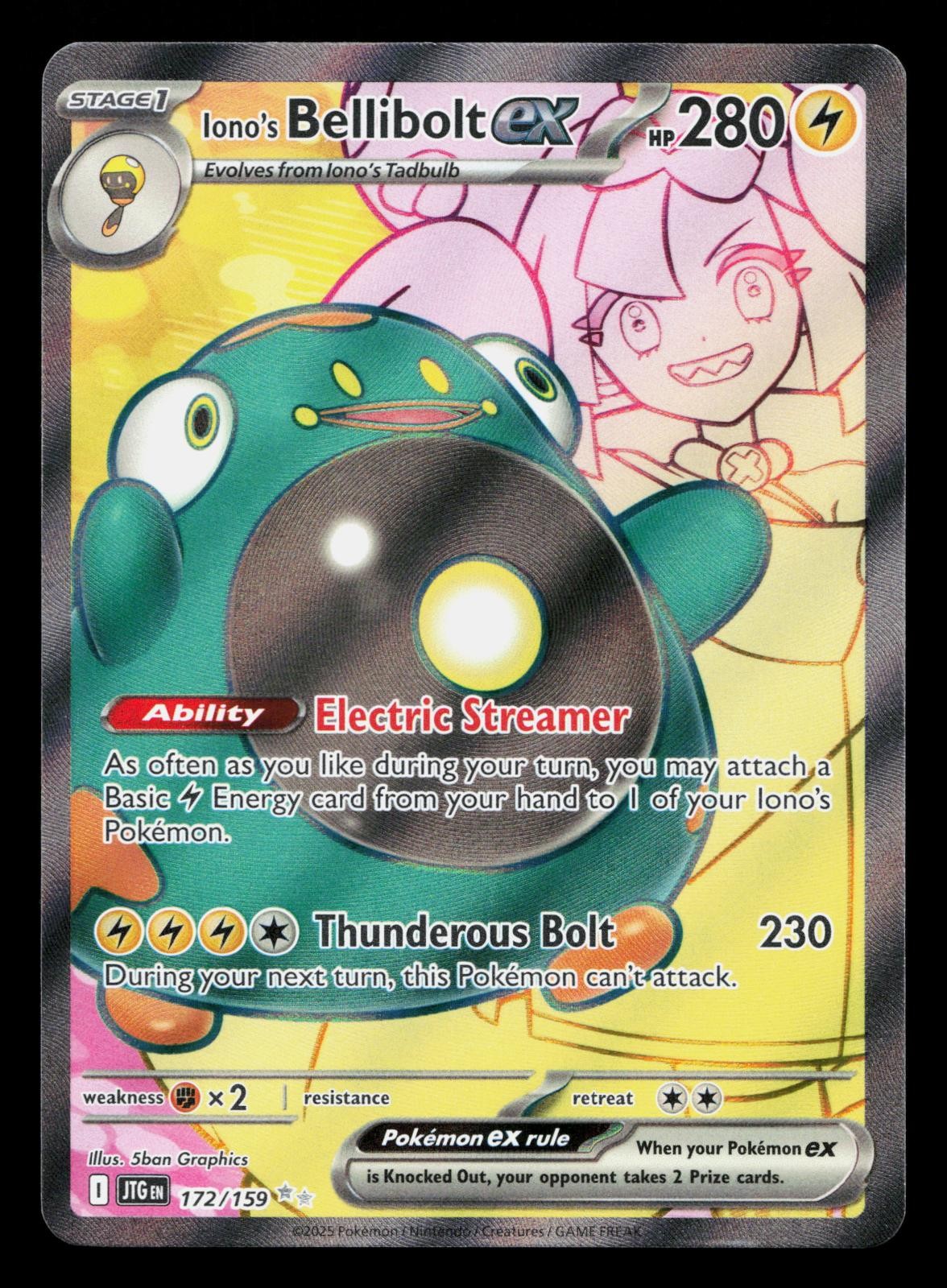 IONO'S BELLIBOLT EX 172/159 ULTRA RARE JOURNEY TOGETHER POKEMON HOLO NM