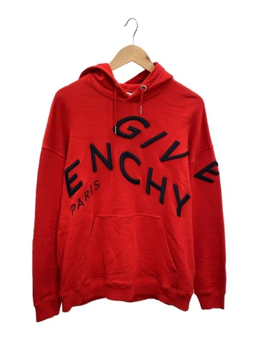 Felpa con cappuccio GIVENCHY BMJ07G30AF logo ricamato rifratto S cotone ROSSO usata