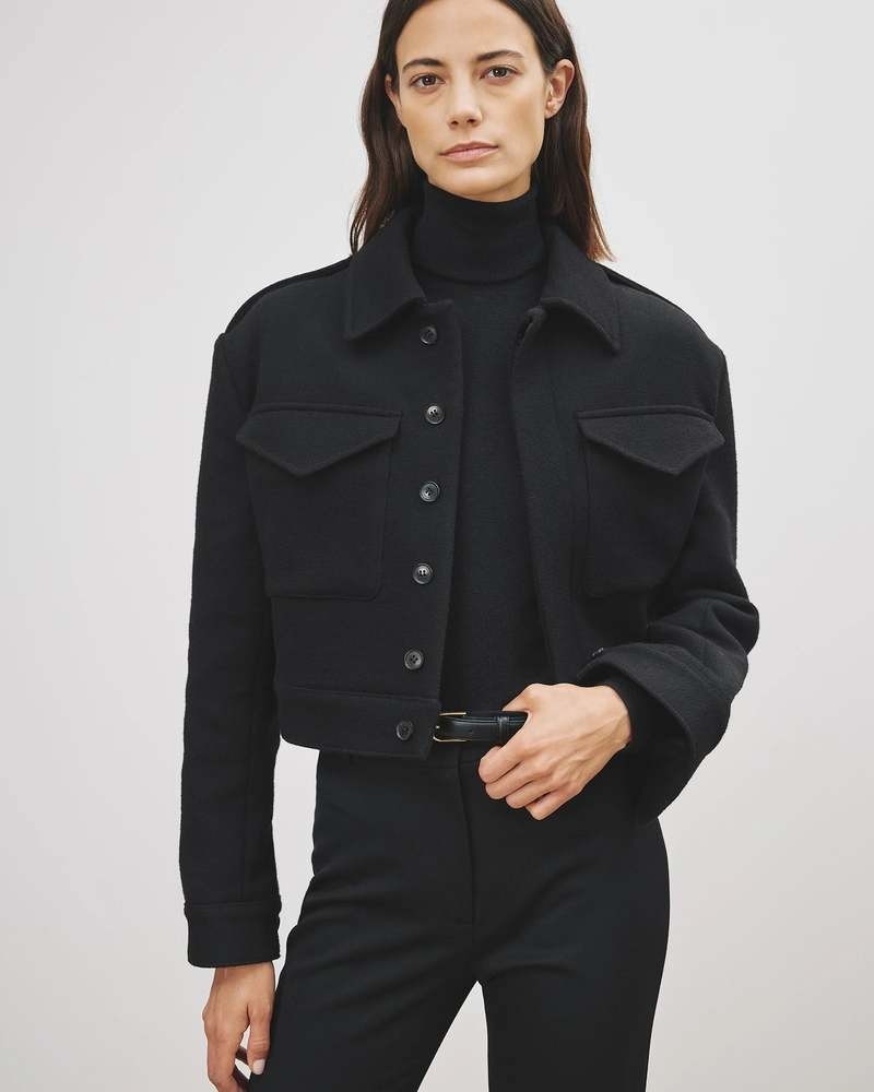Nili Lotan Horace Military Jacket Size XS Black Italian Wool With Tags