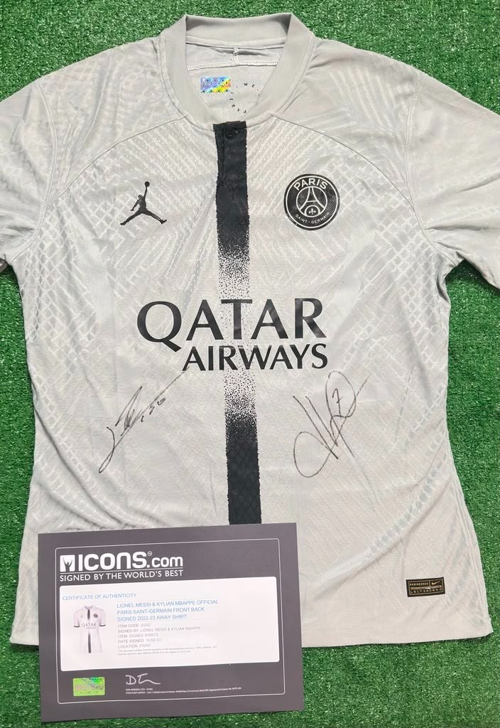 Messi & Mbappe Signed Jersey Auto - Icons.com COA Paris view 12