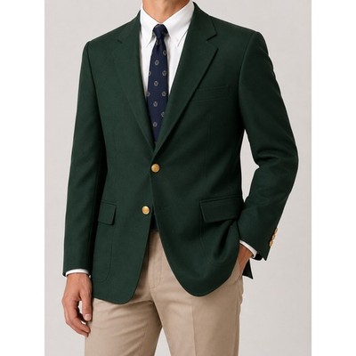 Bradford Bench Custom Oak Hall Green Blazer Sport Coat 48XL Wool Gold Button VTG