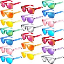 20 Pack Bulk Square Mirrored Sunglasses for Adult Retro Neon Sunglasses for