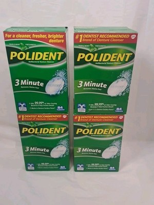 Polident 3 Minute Antibacterial Denture Cleanser 84 Tablets -Lot Of 4