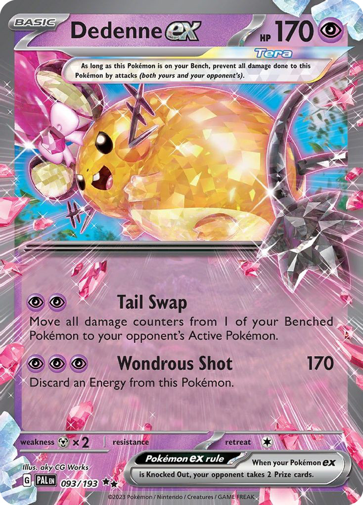 DEDENNE EX 093/193 DOUBLE RARE PALDEA EVOLVED POKEMON NEAR MINT